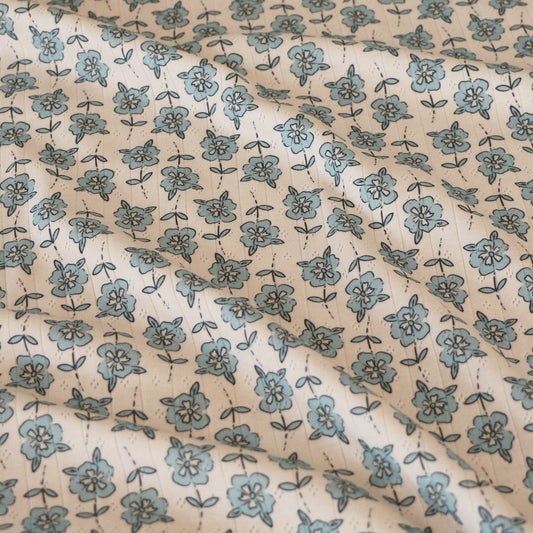 Pointelle Blumen Aqua 'Beige'