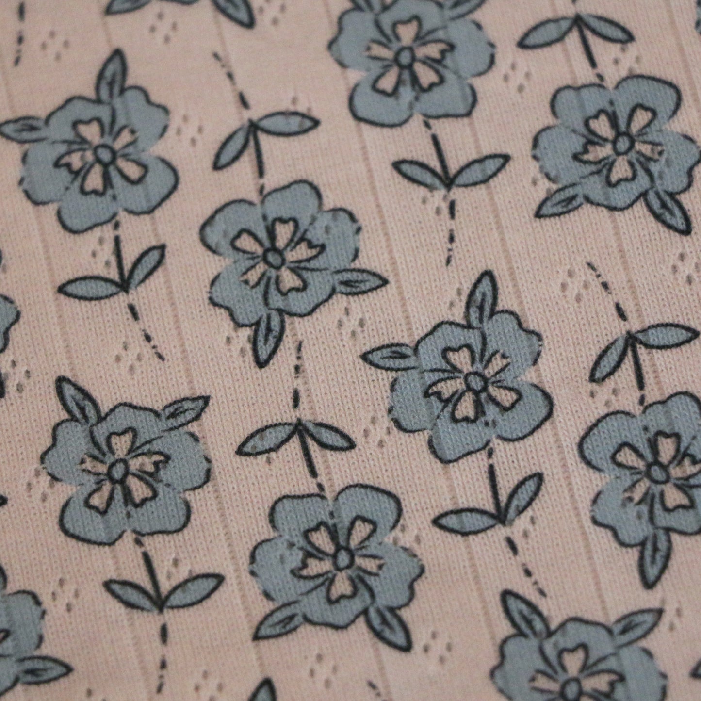 Pointelle Blumen Aqua 'Beige'