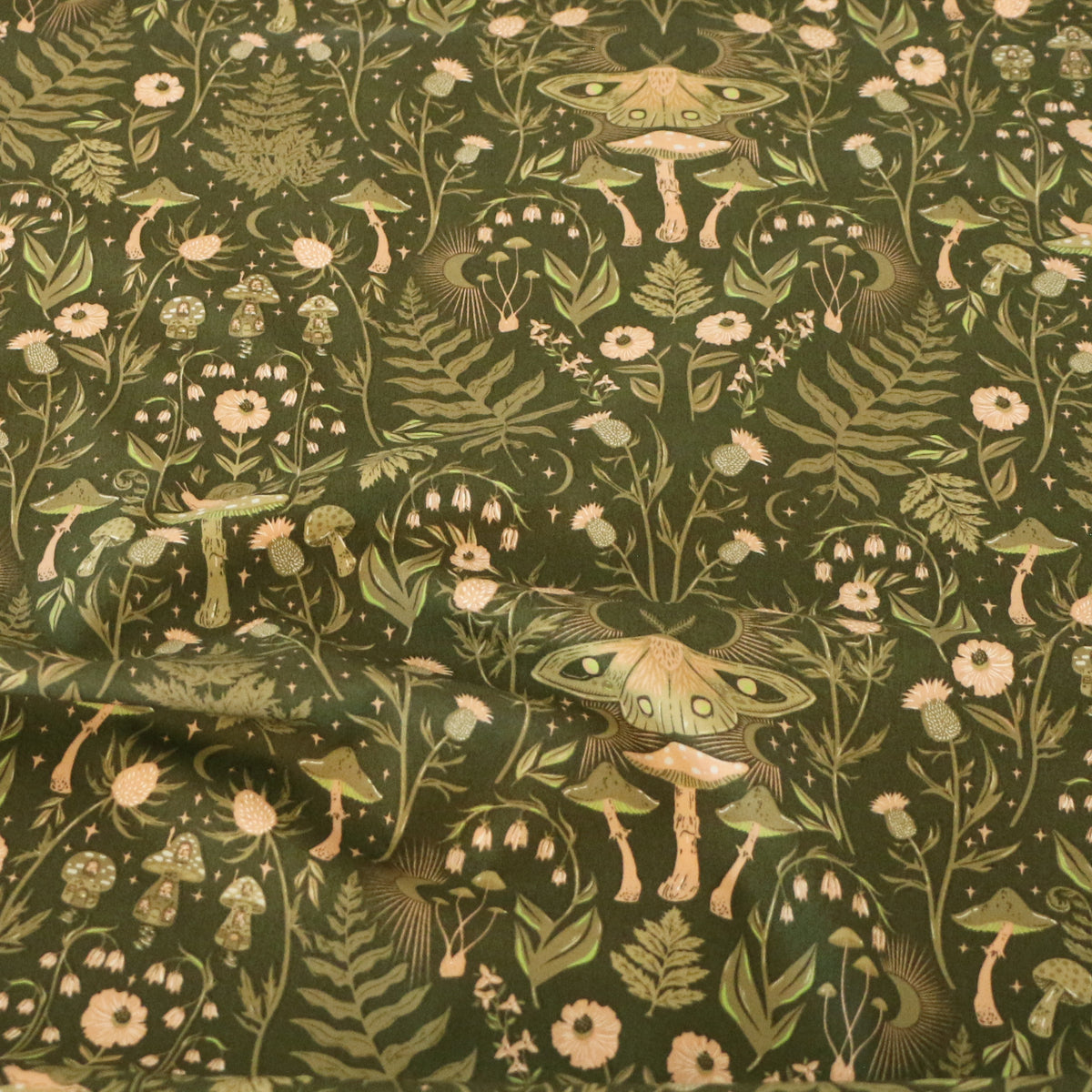 Gewebter Stoff Geheimnisse des Waldes 'Olive Green'