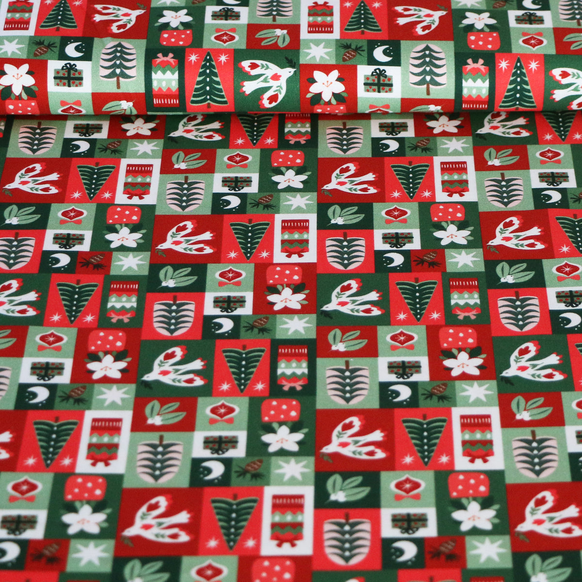 Vävd Jul Miniatur 'Green & Red'