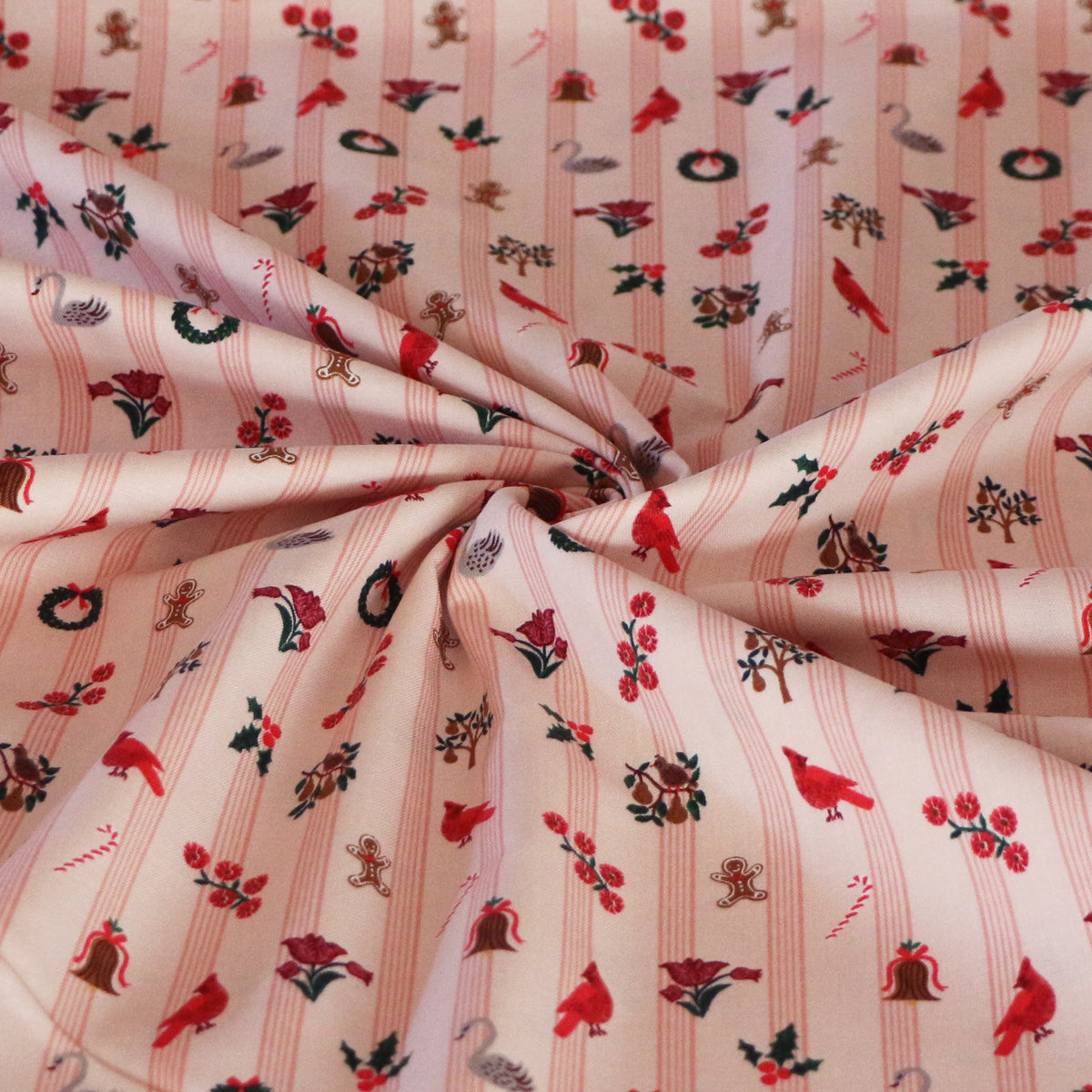 Vävd Randig Jul 'Light Pink'