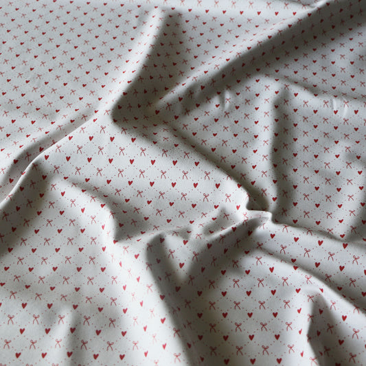 Trikå Jul heart & bow 'Creme & Red'