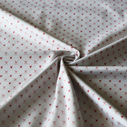 Trikå Jul heart & bow 'Creme & Red'