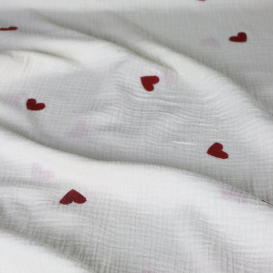 Muslin Broderad Hjärta 'Creme'