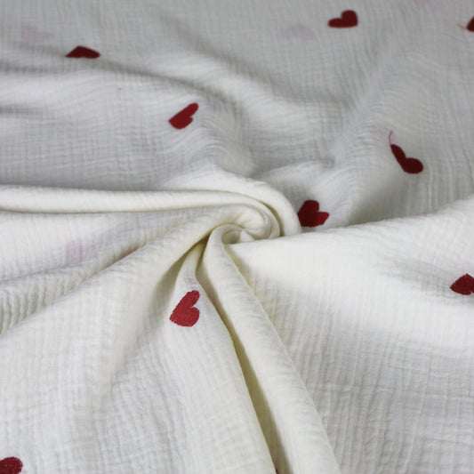 Muslin Broderad Hjärta 'Creme'