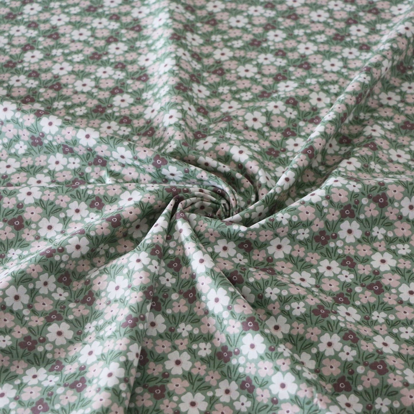 Gewebter Stoff Blumenwiese 'Olive'