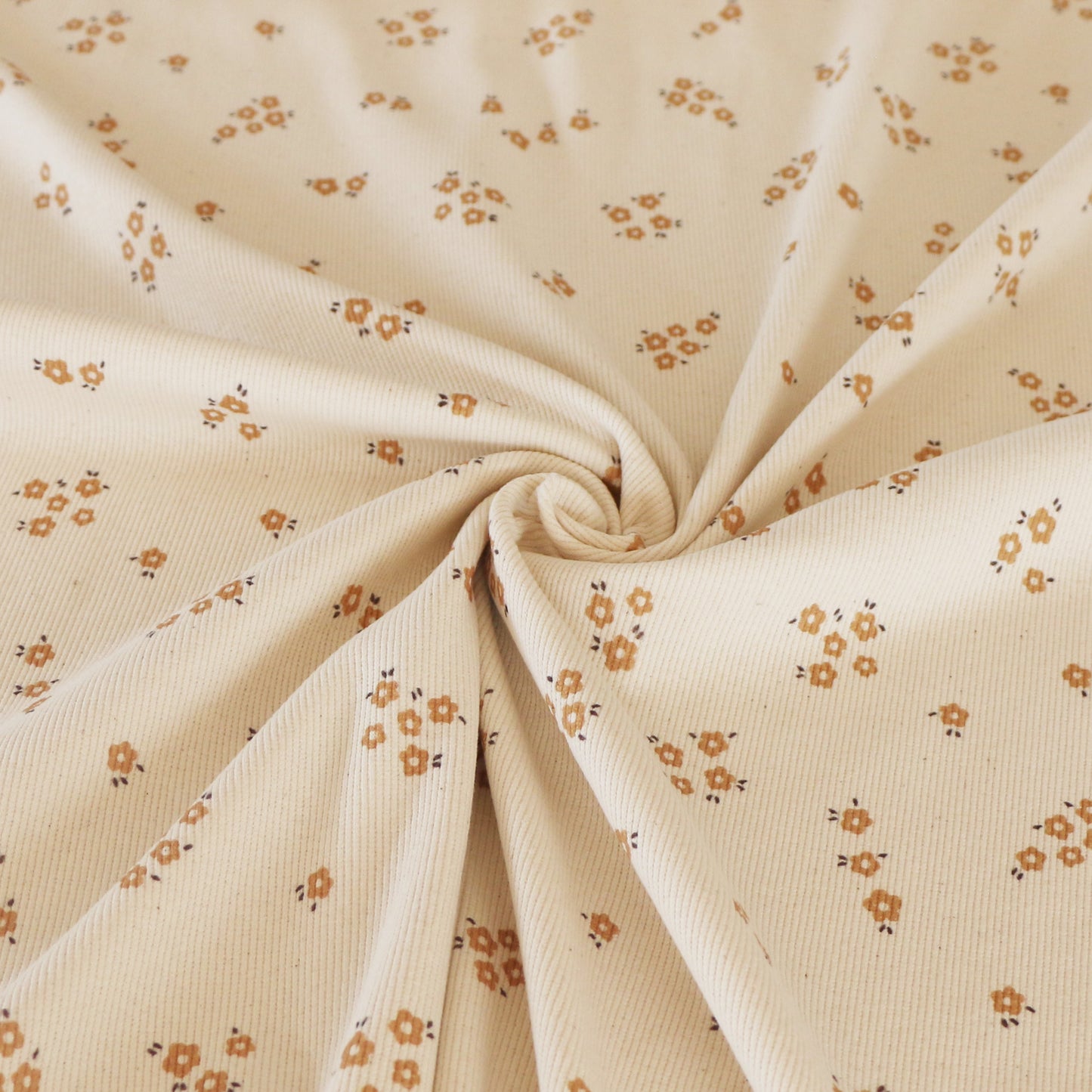 Ribbed Knit Flowers Yellow 'Creme'