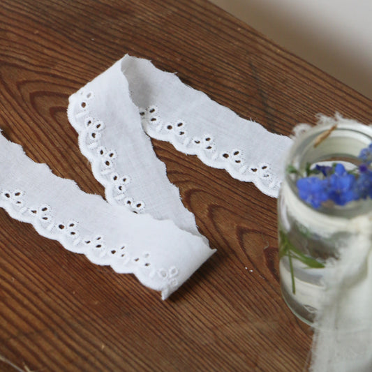 Embroidered Eyelet Lace – Off White 