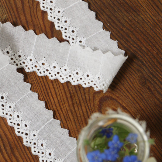 Embroidered Eyelet Lace ZigZag – White 