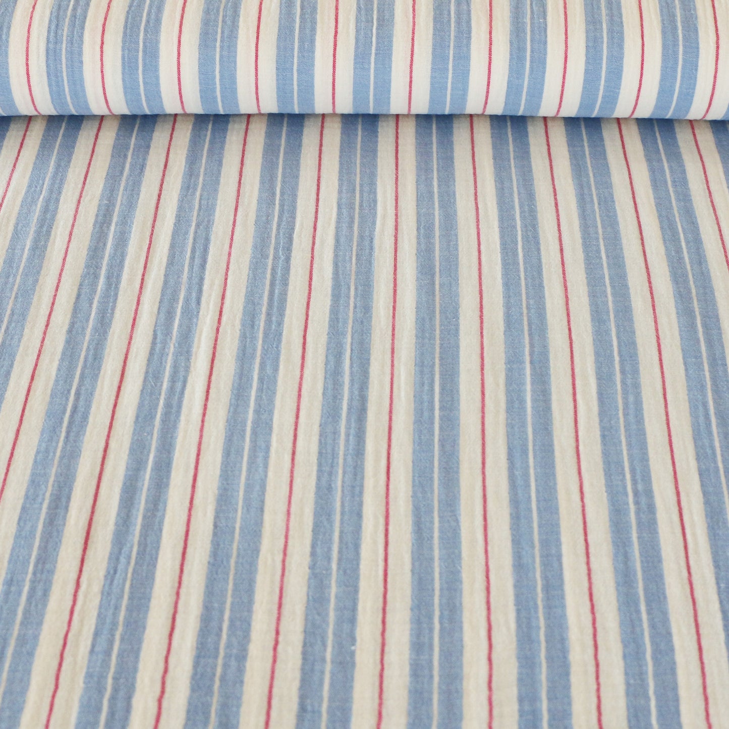 Muslin Randig 'Sky Blue, Pink, White'