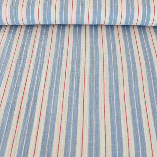 Muslin Randig 'Sky Blue, Pink, White'