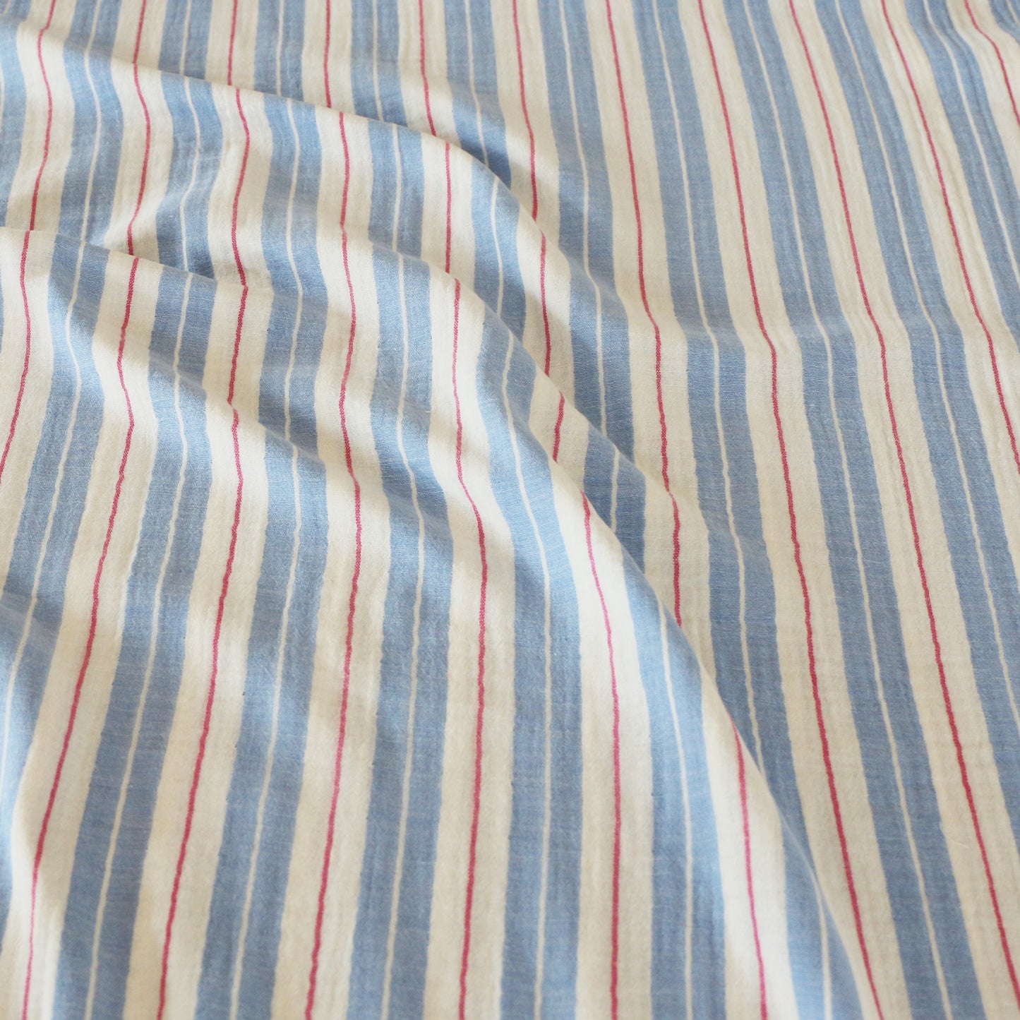 Muslin Randig 'Sky Blue, Pink, White'