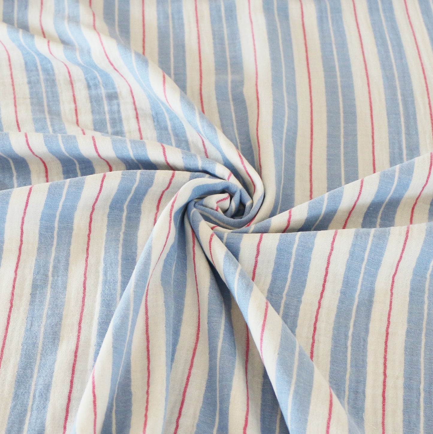Muslin Randig 'Sky Blue, Pink, White'