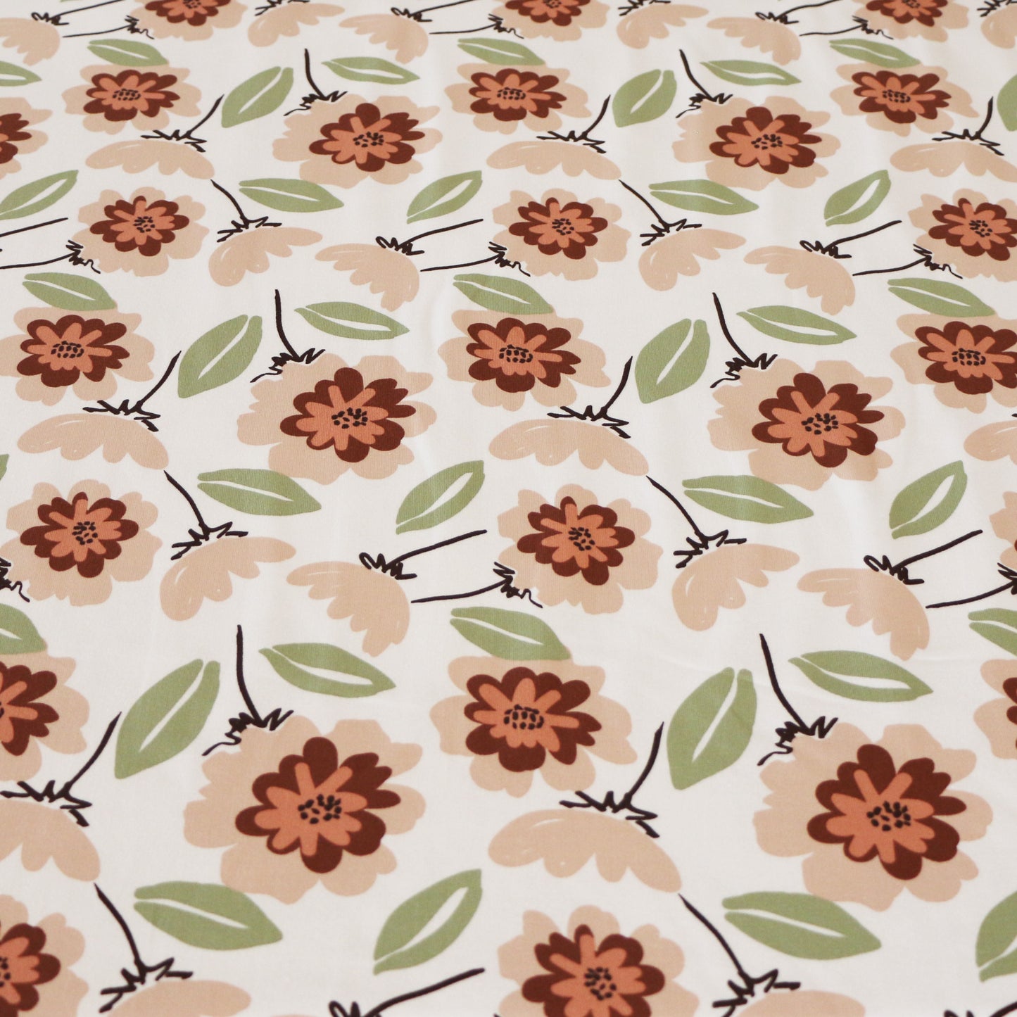 French Terry Blumen 'Creme'