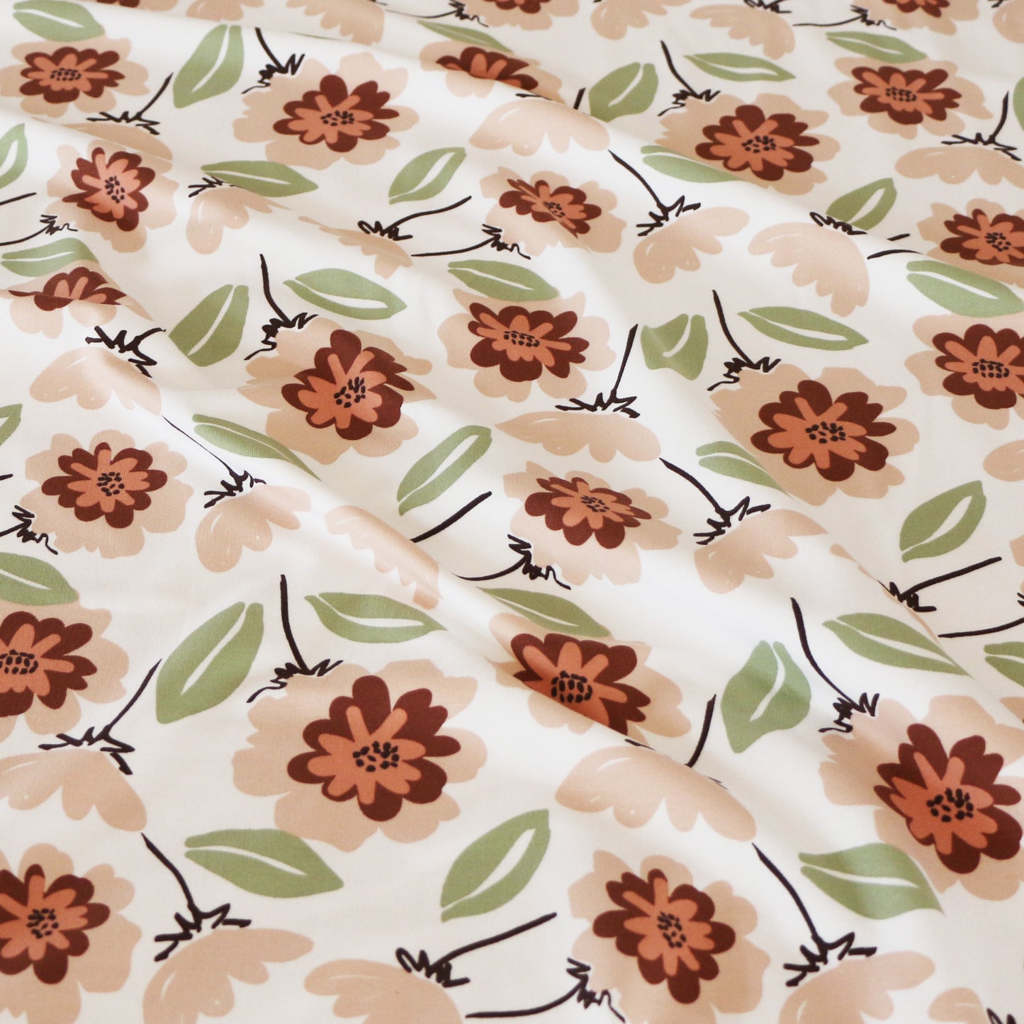 French Terry Blumen 'Creme'