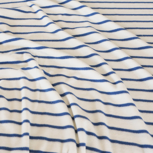 Stretchfrotte Randig 'Blue & Creme'