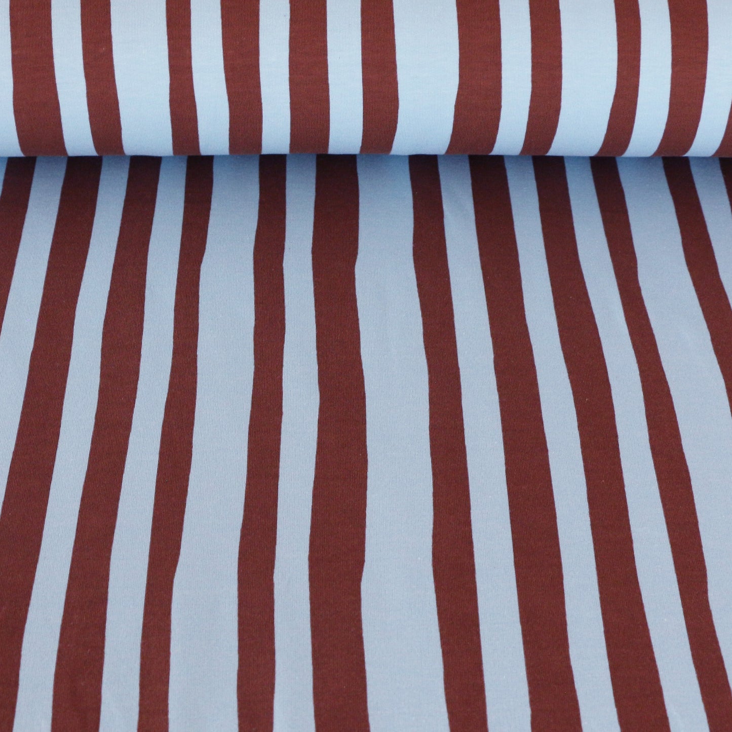 French Terry Randig 'Blue & Brown'