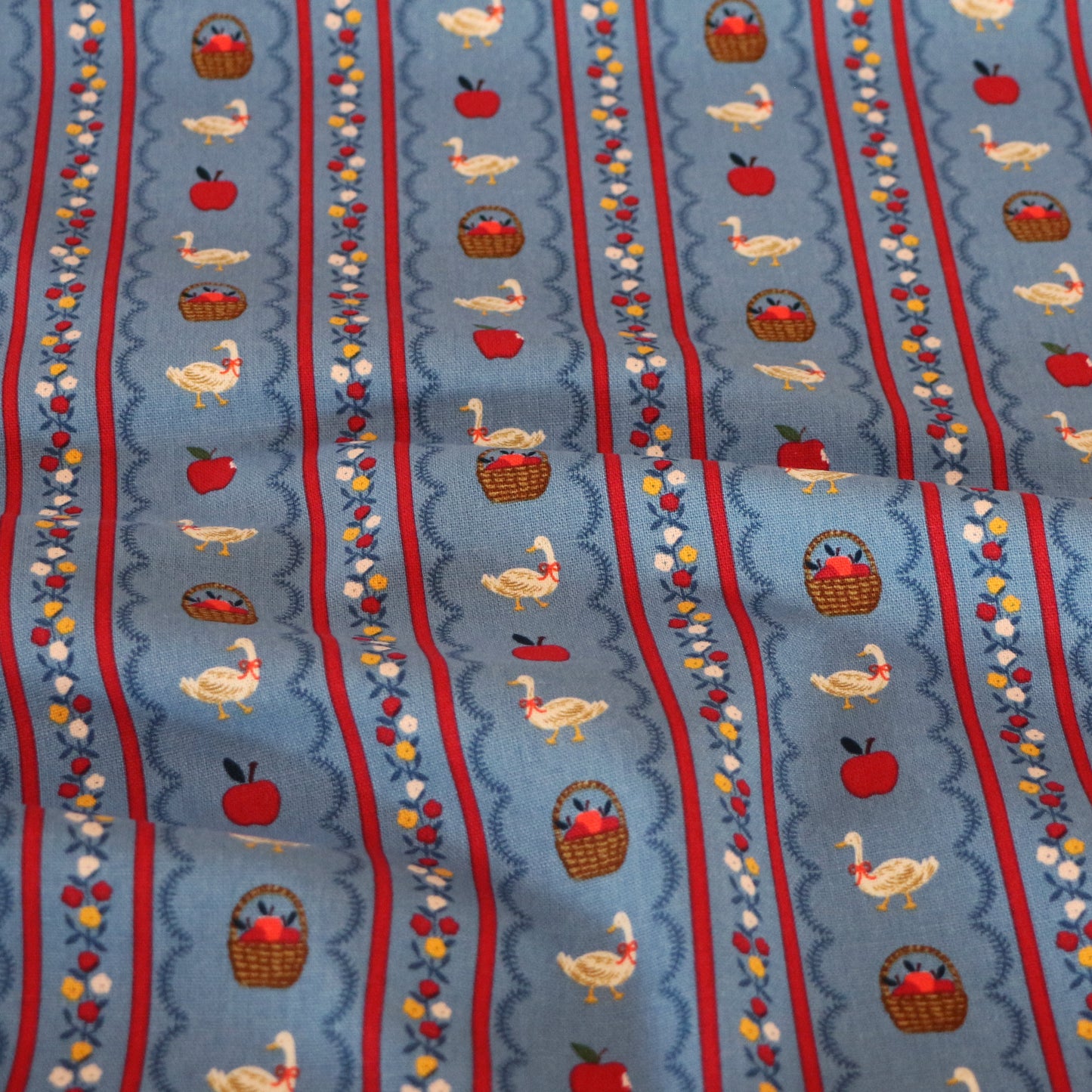 Vävd Canvas Cottage 'Blue & Red'