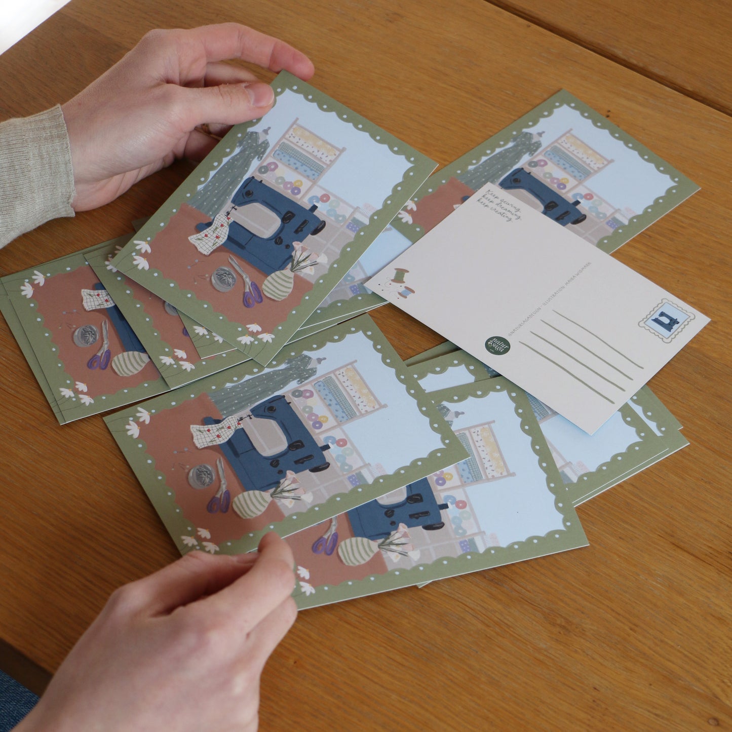 Postkarte: Keep Sewing, keep dreaming, keep creating 