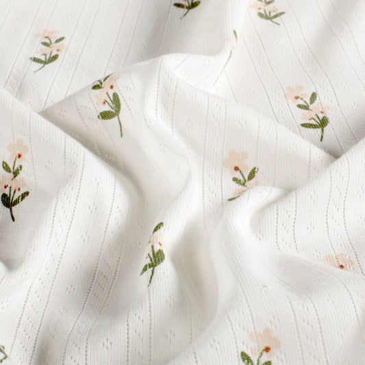 Pointelle Jersey Blume 'Creme'
