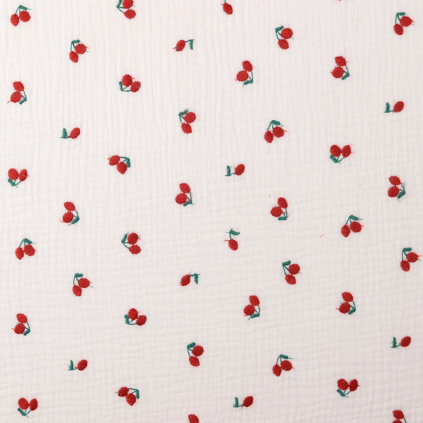 Musselin Bestickt Kirsche 'White'