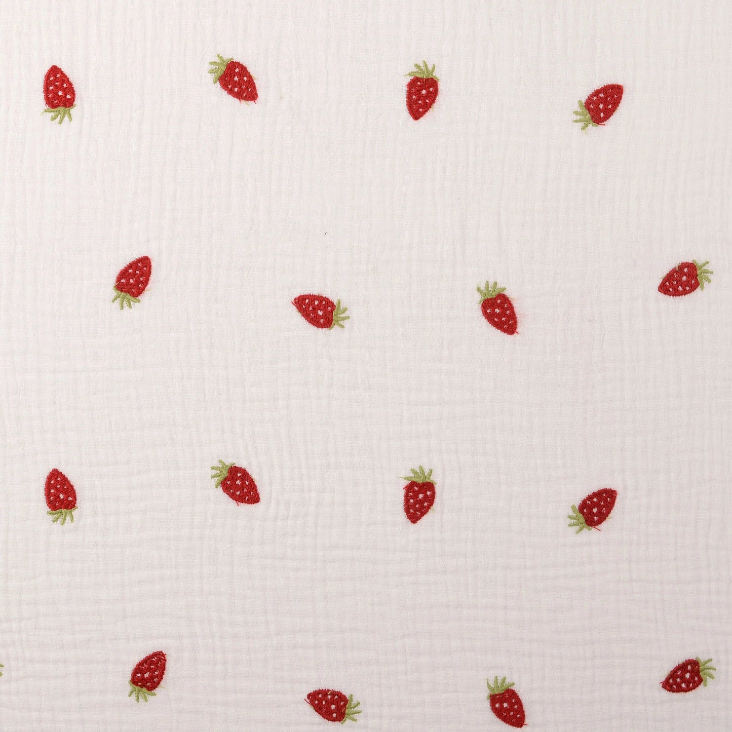 Double Gauze Embroidered Strawberry 'White'