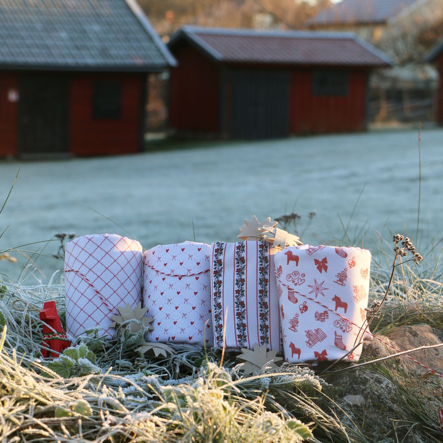 Vävd Jul Rutig 'Creme & Red'