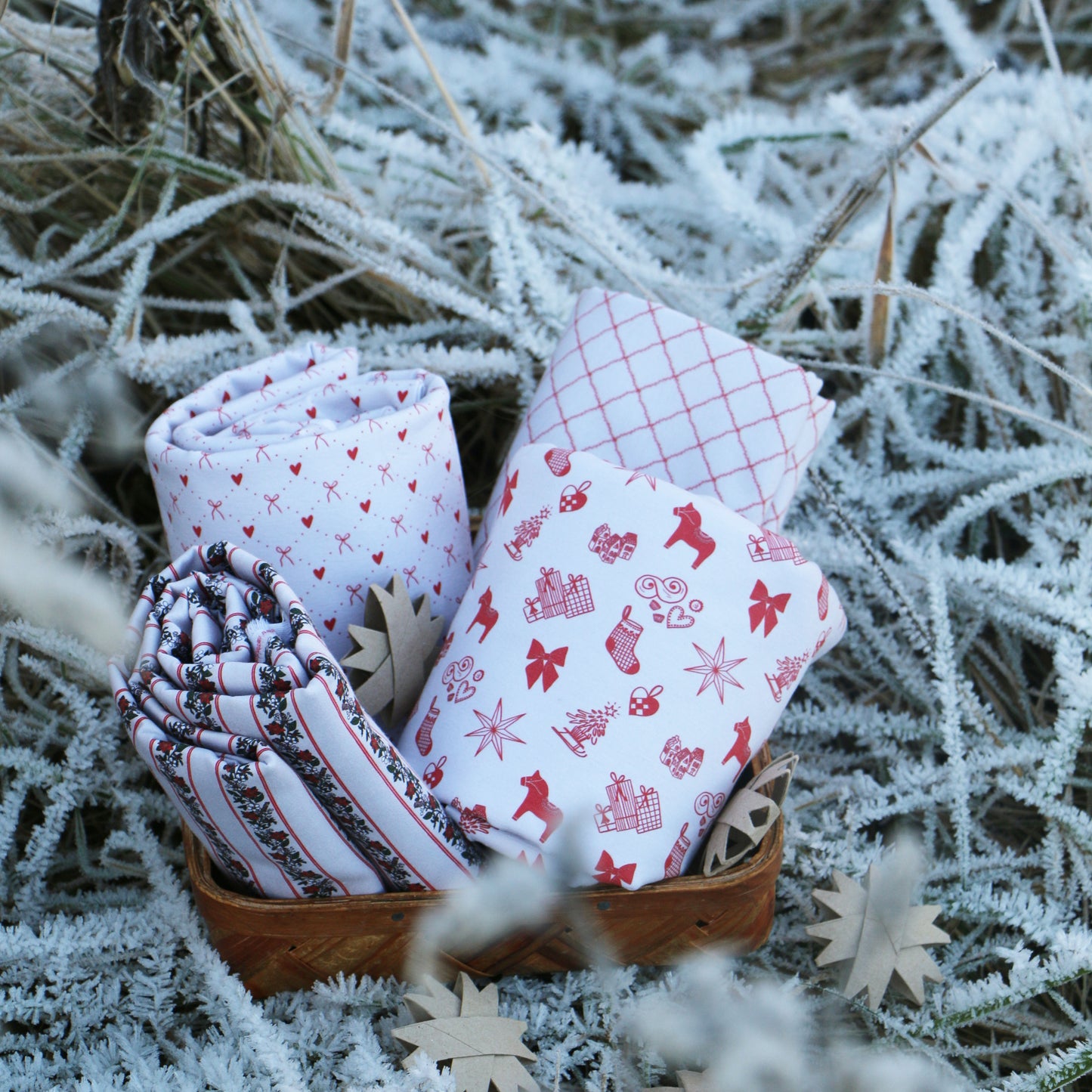 Vävd Jul Rutig 'Creme & Red'