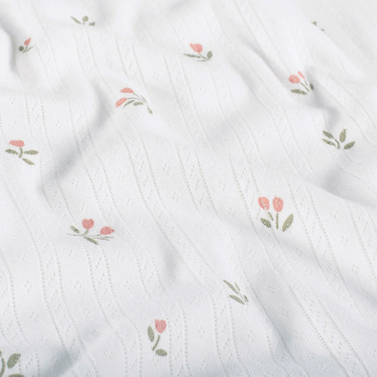 Pointelle Trikå Flower 'Creme'